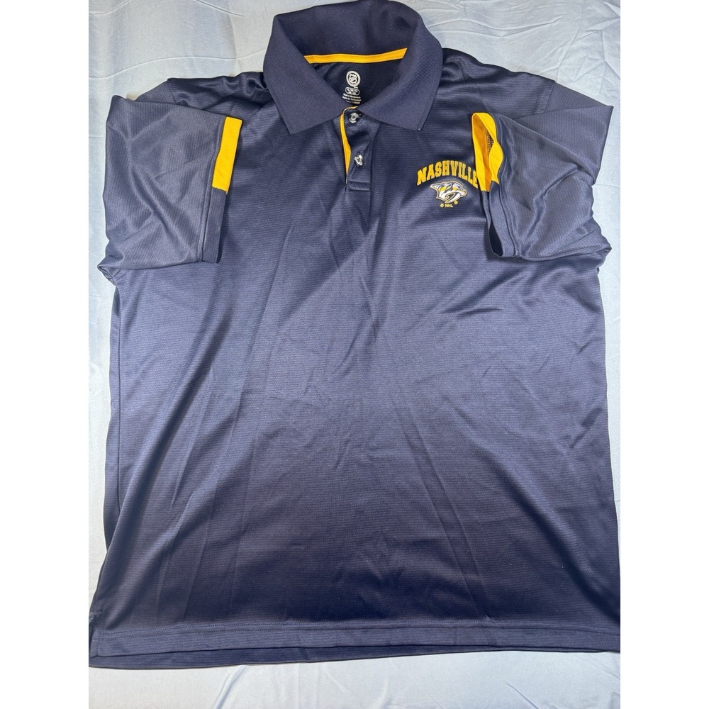 NHL Nashville Predators Navy Blue Short Sleeve Polo Size XL